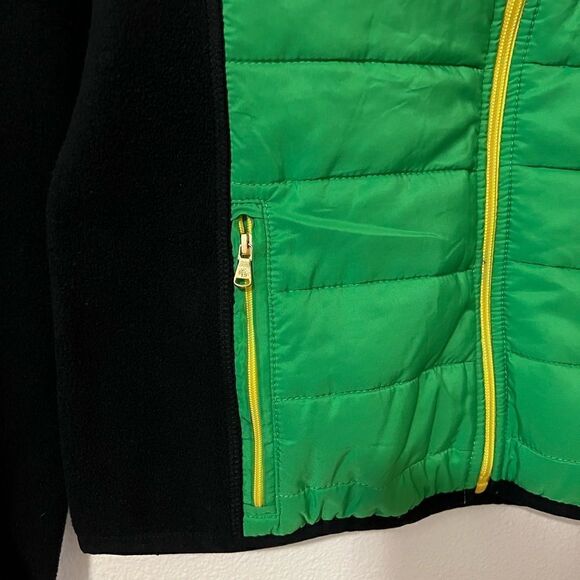 Lauren Ralph Lauren Women's Black/Green Fleece Puffer Front Jacket Small - Picture 3 of 6